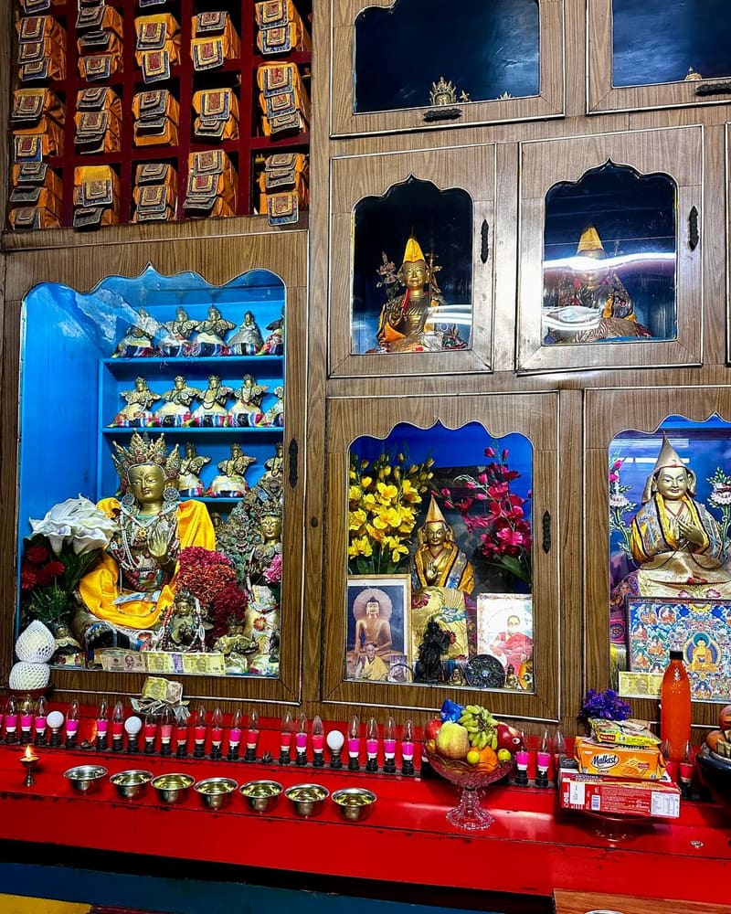 Ornate altar inside the Ganden Tharpa Ling Monastery