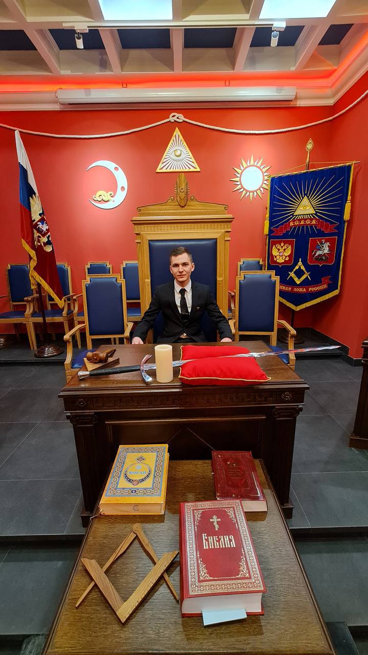 Author at the Russian Masonic Lodge altar