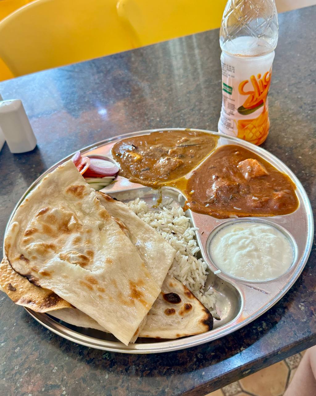 Punjabi thali with naan and paneer