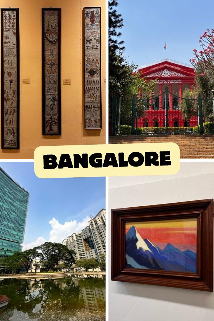 Bangalore art museum and Roerich paintings collage