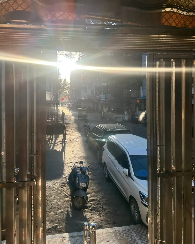 Morning light through temple gates in Ujjain